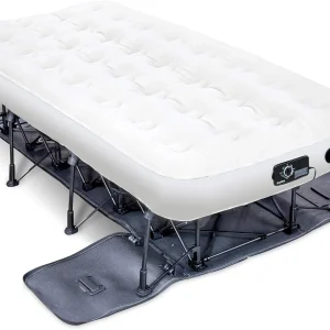 Ivation EZ-Bed (King) Air Mattress with Frame  Rolling Case, Self Inflatable, Blow Up Bed Auto Shut-Off, Comfortable Surface AirBed, Best for Guest, Travel, Vacation, Camping(Twin)