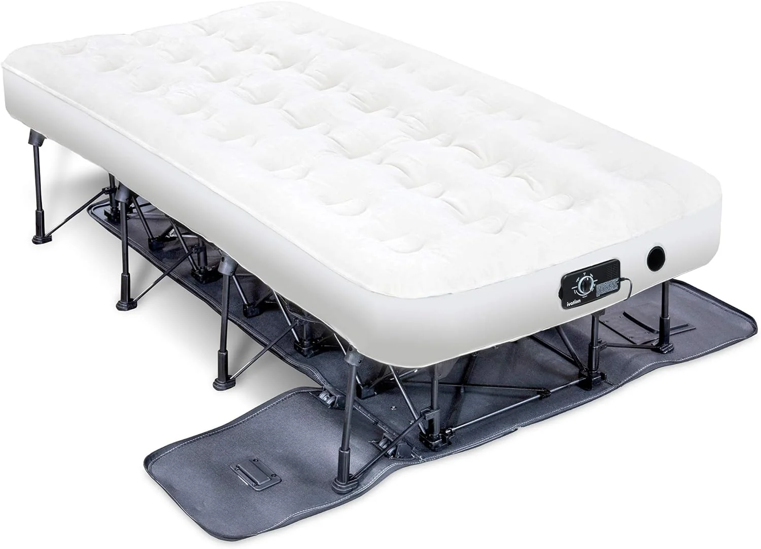 4e80ac2a6d7a874a5e8c21389dc78937c7f2abfc30640059e886c82dcac34f87 Ivation EZ-Bed (King) Air Mattress with Frame Rolling Case, Self Inflatable, Blow Up Bed Auto Shut-Off, Comfortable Surface AirBed, Best for Guest, Travel, Vacation, Camping(Twin)
