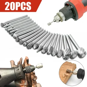 20Pcs Diamond Burr Bits Drill Bits Set Rotary Multi Dremel Tool Accessories Kit
