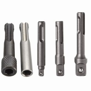 KNACK - 5Pcs Sds Plus 1/4 Hex Socket Driver Tool Drill Bit Chuck Adaptor Bar Kit Set