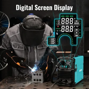 145A MIG Welder, 110V/220V Dual Voltage Gas/Gasless Flux Core MIG Welder/Lift TIG/Stick 3 in 1 Synergic MIG145 9GEN Welding Machine, Flux/Solid Welder Digital Screen Display(MIG165 110/220V)