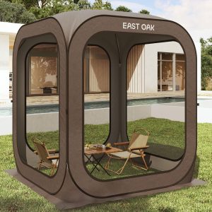 EAST OAK Screen House Tent Pop-Up Portable Screen Room Canopy Instant Screen Tent 10 x 10 FT(Brown/6?6 FT)
