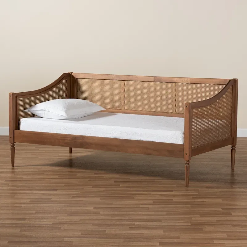 4f8d7a655c286434b2384d302ec1e01fcdb5245b1995dcf64ae7864731155e1f Ogden Mid-Century Modern Synthetic Rattan Daybed-Twin(Walnut Brown)