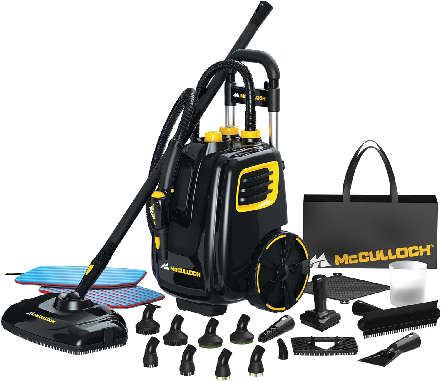 4fa1508b40f01ee62f6e755afba64ea89f65018027d87f891a78fd0abeaf4ee1 McCulloch MC1385 Deluxe Canister Steam Cleaner ¨C 120-Min Steam, 1892.71 ml Tank, Upright Design ¨C Designed for Australian Conditions ¨C Compatible with Indoor Outdoor Surfaces