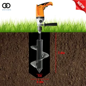 PURELY- 3'' × 7'' Auger Drill Bit Black Garden Plant Flower Bulb Rapid Planter Spiral