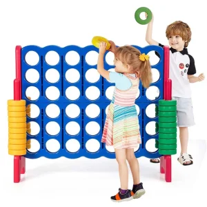 Giant 4-In-A-Row, Jumbo 4-to-Score Giant Game Set with 42 Jumbo Rings  Quick-Release Slider(Blue+Red)