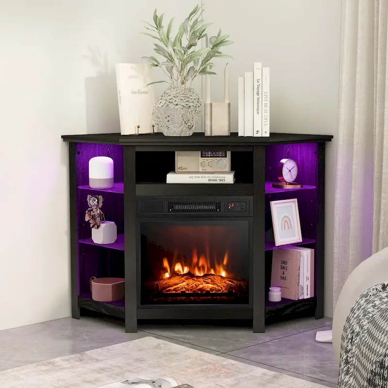 50327a56ecbea58cea80aea7fc9a35e3aeb0b139b2900ee9870732465cdd0df0 Costway Fireplace TV Stand w/ Led Lights 18 Electric Fireplace for - See Details(Grey)