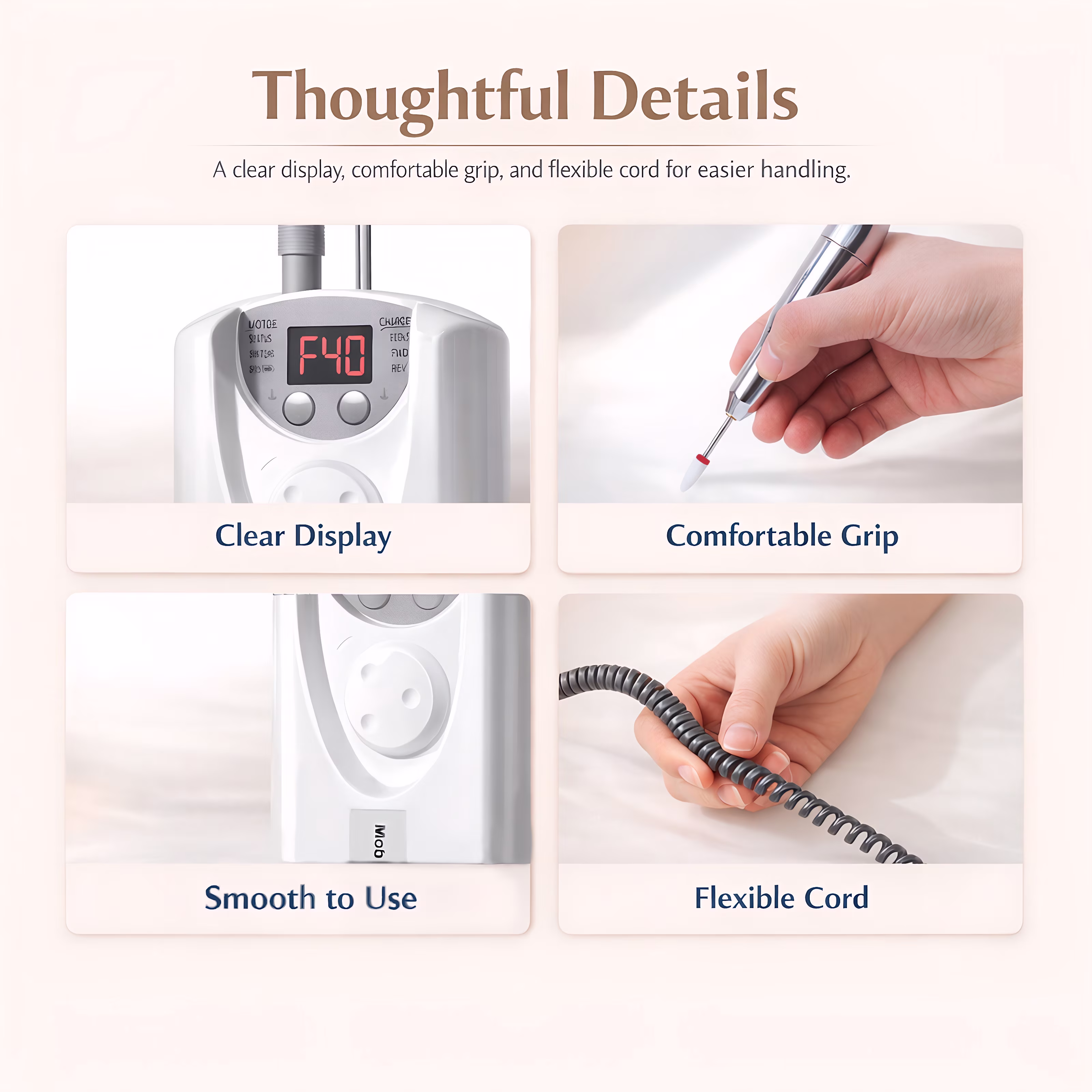 50421f5b2836ba75ce08baa06e5f67554bb5d69d3342b42086effd663ca74b55 STARBIAO Electric Nail Drill Kit 40000 RPM, Rechargeable Cordless Nail File with LCD Display, Low Heat Low Noise Low Vibration, E-File for Acrylic Gel Nails, Manicure Pedicure for Home Salon