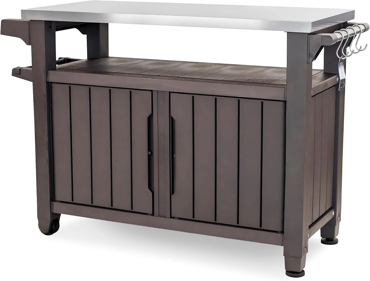 50eee022421bc9e25fe8f1aff2bd00e49b826eebb214c28150562c5c4ded4c5d Keter Outdoor Rolling Table Cart for Food Prep, Storage, Bar Grill, Dark Brown(Dark Brown)
