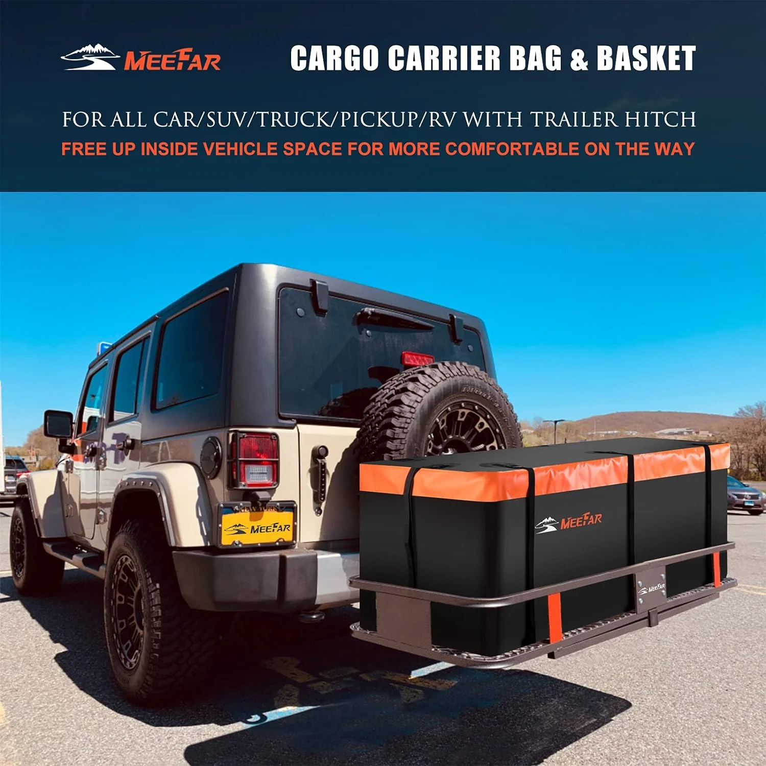 51412585c51b015fba86672c5c37290c043cc85d617889d53f4ad9b3e7526409 Roof Rack Universal Roof Basket 51" X 36" X 5" + Waterproof Bag(HITCH BASKET and BAG)