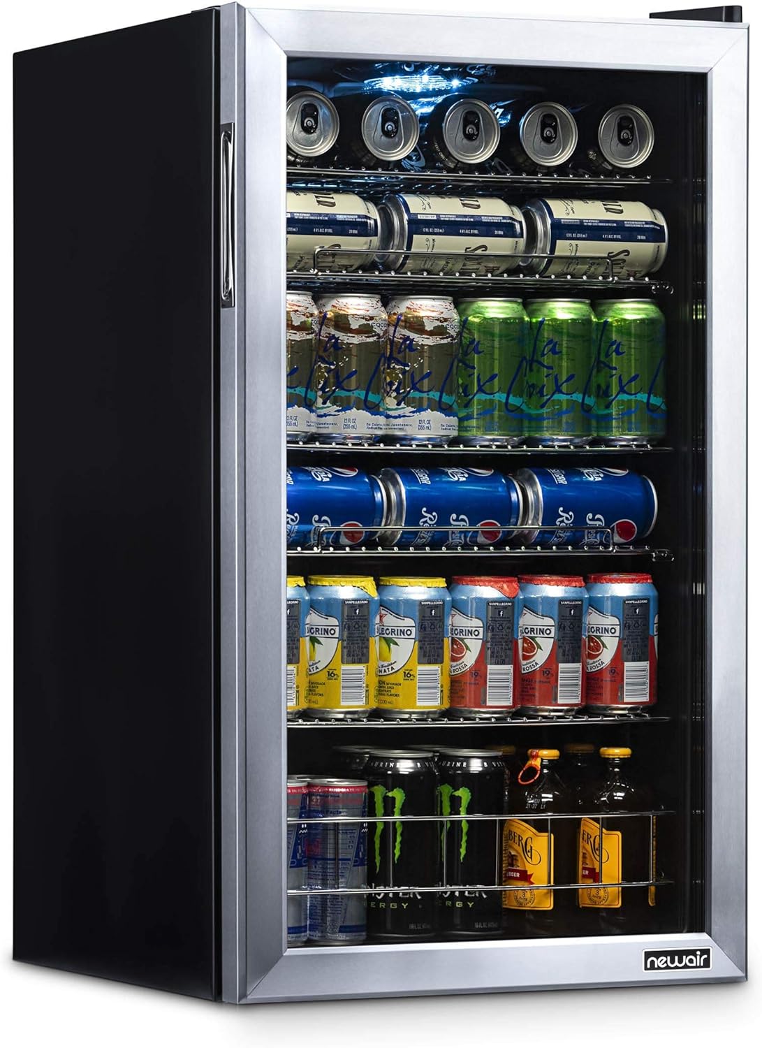 51e5905bcdee29d9ef0bd6810d35527f47f04321ee63918b20e16bd51c4ee690 NewAir Beverage Refrigerator Cooler | 126 Cans Free Standing with Right Hinge Glass Door