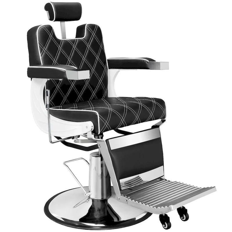 51f2cc09763a2cffeda0cd0815dd73dc11c9f8eb9ba16138fb76a34a5136224d Heavy Duty Barber Chair,Vintage Salon Chair for Barbershop,Barber Salon Beauty Tattoo Equipment - N/A(Black)