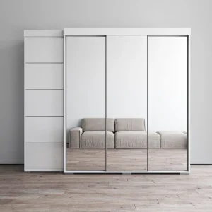 Three-Mirror Wardrobe(White)