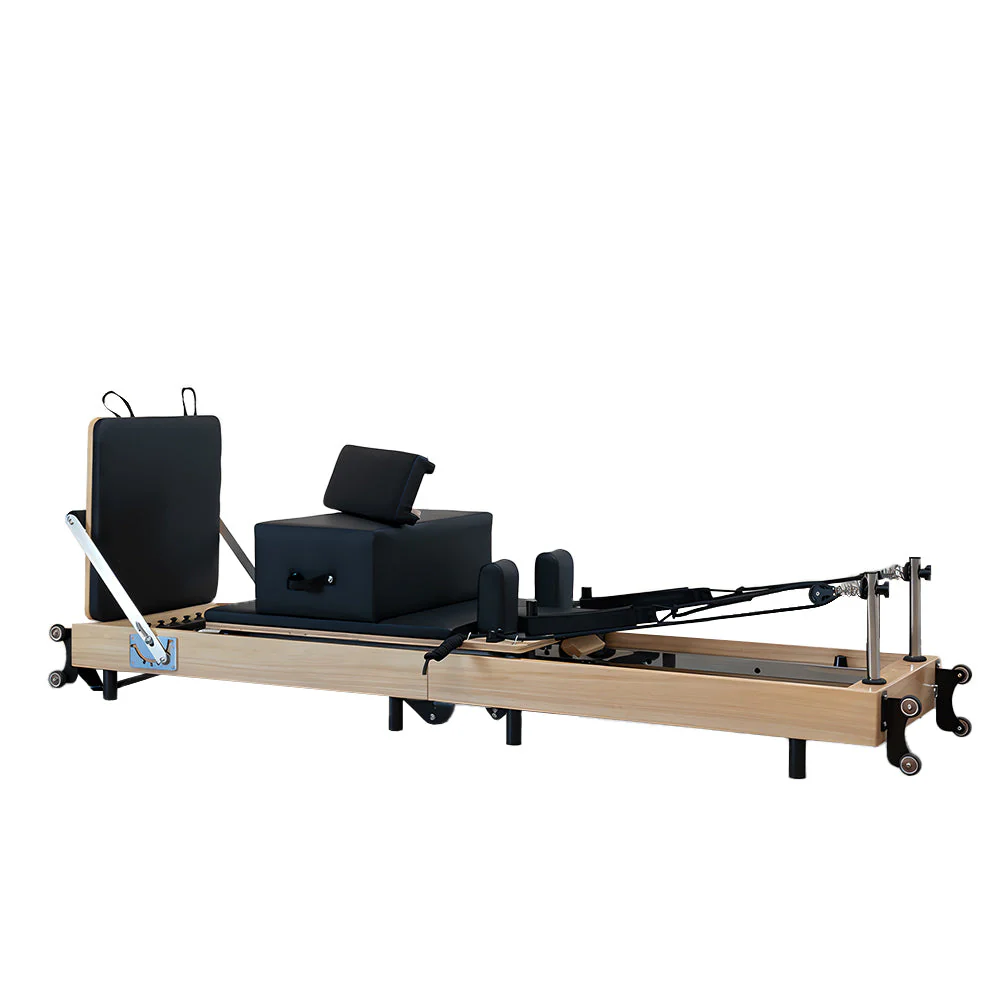 53b18df375c0ee67e0e9849d35dfa833118e4d1ce11eb3202eb25afd33f511b9 Foldable Pilates Reformer for Home Workouts, Oak Wood Frame, 6 Springs(Black)