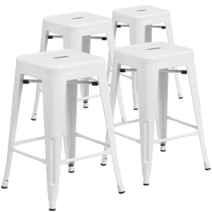 4 Pack 24H Backless Metal Indoor-Outdoor Counter Height Stool w/Square Seat(Copper)