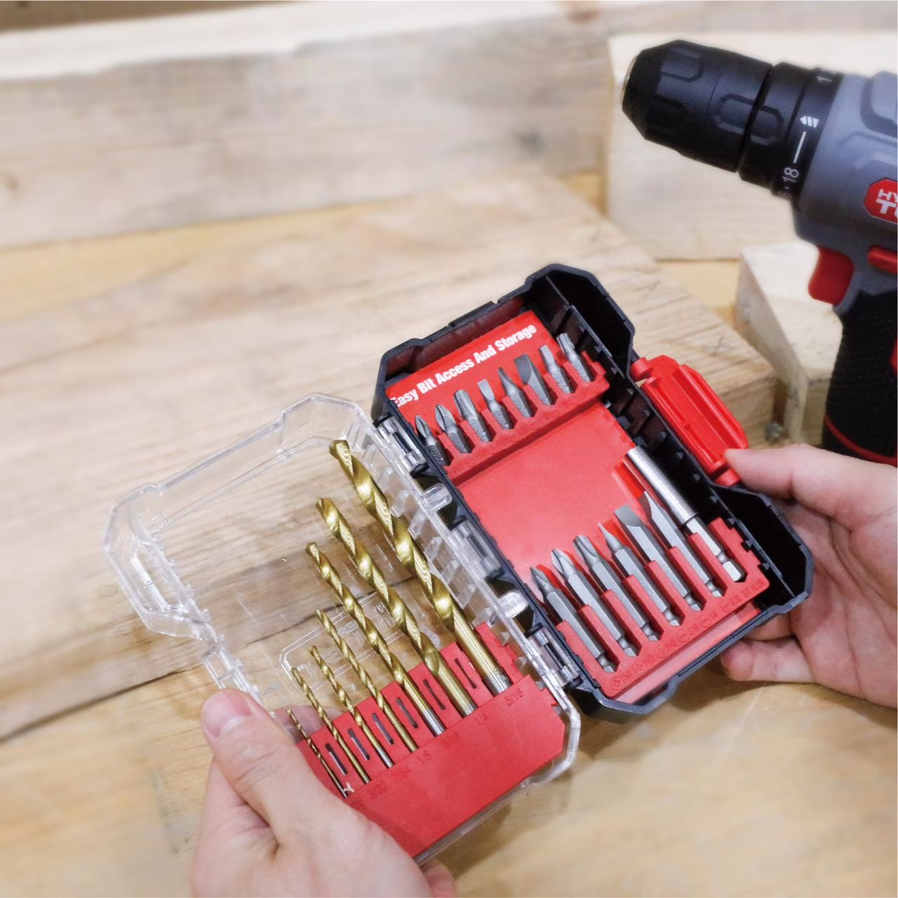 54cd7ab18417af9ee880b1e390858e94d08e88ca6ed9617b8fe6fb67889f7ba0 Hyper Tough 22-Piece Drill & Drive Set in Click Fit™ Case