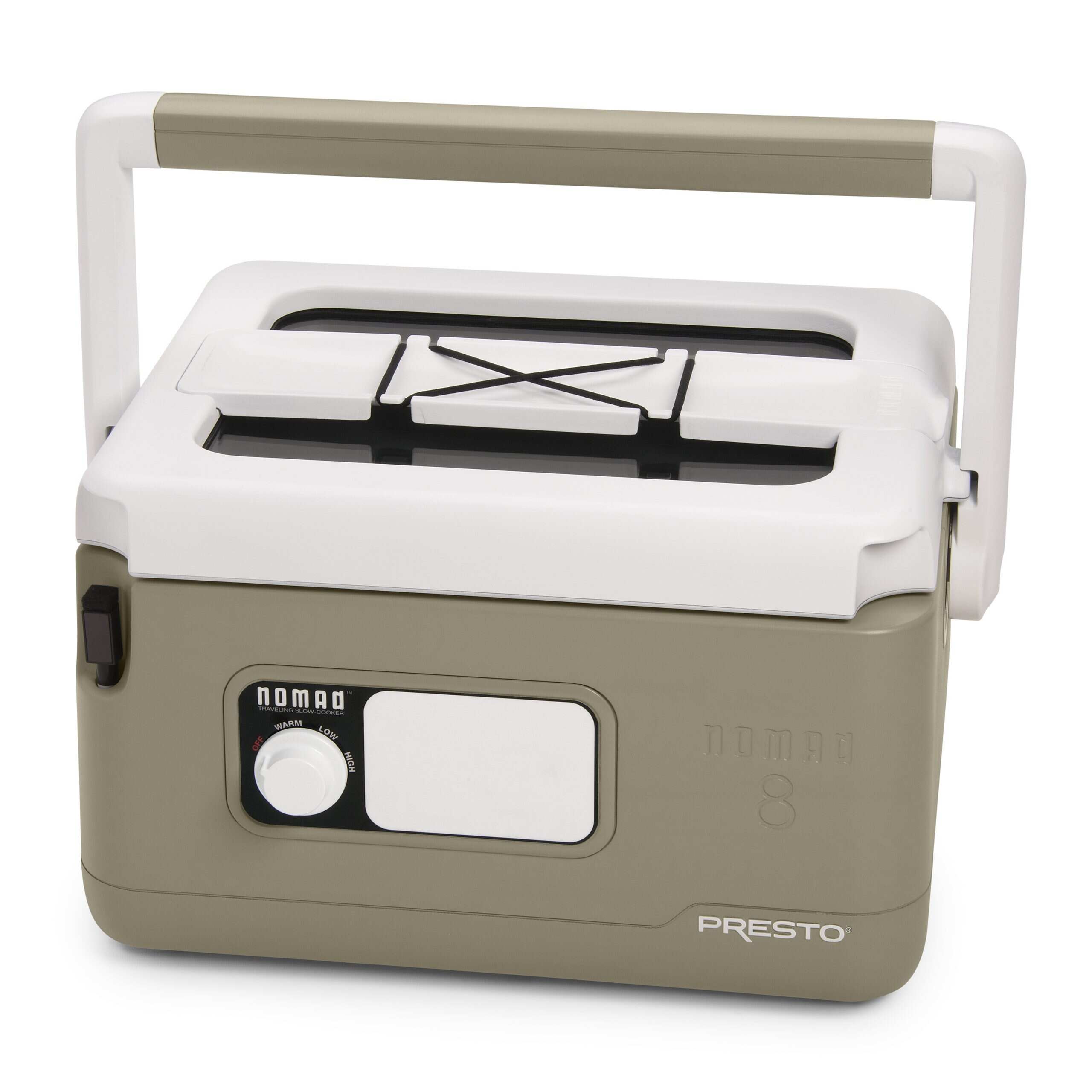 556c39dad9d560743aac35921a9404597da07d836e235d037b4bcd4773f7ea0f Presto 8-Quart Nomad Traveling Slow Cooker with Cool-Touch Design, Locking Lid Removable Nonstick Pot