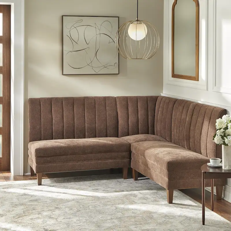 56bb42d0c29d571c54a4678a3877746fe44eed50f1a8400499912424166c64ad Lifestorey Kerrington 3-Piece Channel Back Upholstered Banquette Set(Brown/Set Of 3)