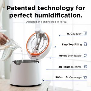 Carepod 31S Stainless Steel Humidifier, 1Gal/4L, Quiet, Filter-Free
