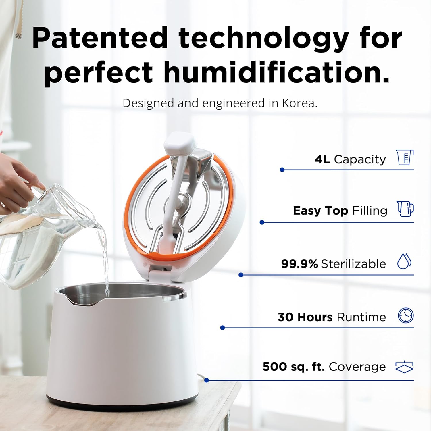 57c6a588b954367f2cf4e20335d15f705af8a2d6a972b0d172743da71a2136b2 Carepod 31S Stainless Steel Humidifier, 1Gal/4L, Quiet, Filter-Free