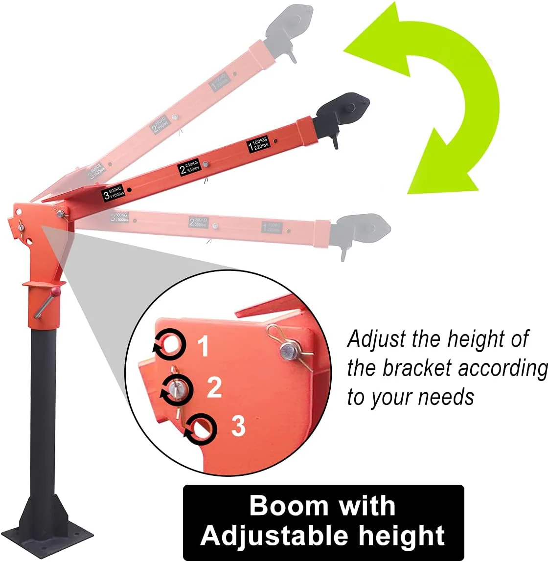 586b9ce189ebea92cbd91d3f5616c0a52f3f77ad2d2bf954c88d48ca2885042f 1100lb Folding Dismountable Household Hoist Truck Crane with Electric Hoist (110V) ¨C 880lb Pulling Force, Jib Cranes for Factory, Warehouse, Construction(1100LB+110V Hoist)