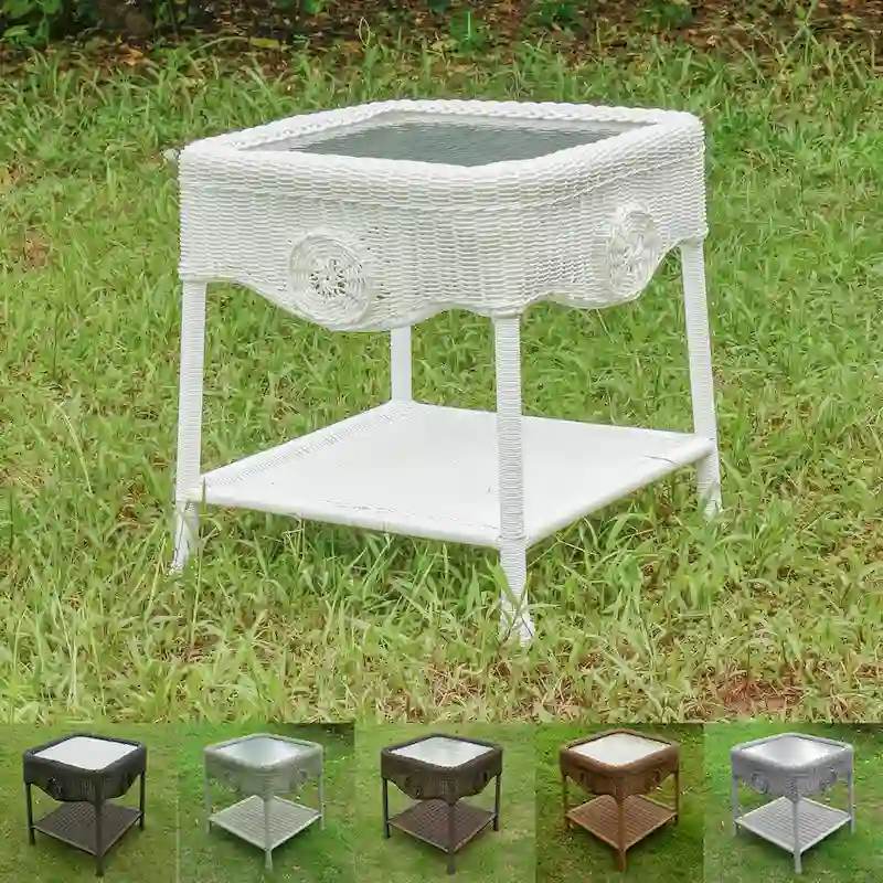 58950a3d29a252b5fd9e29468e9c97bf4ed21b8bd96f5749effad39a9c1d7b44 Riviera 18-inch Resin Wicker Side Table(Chocolate)