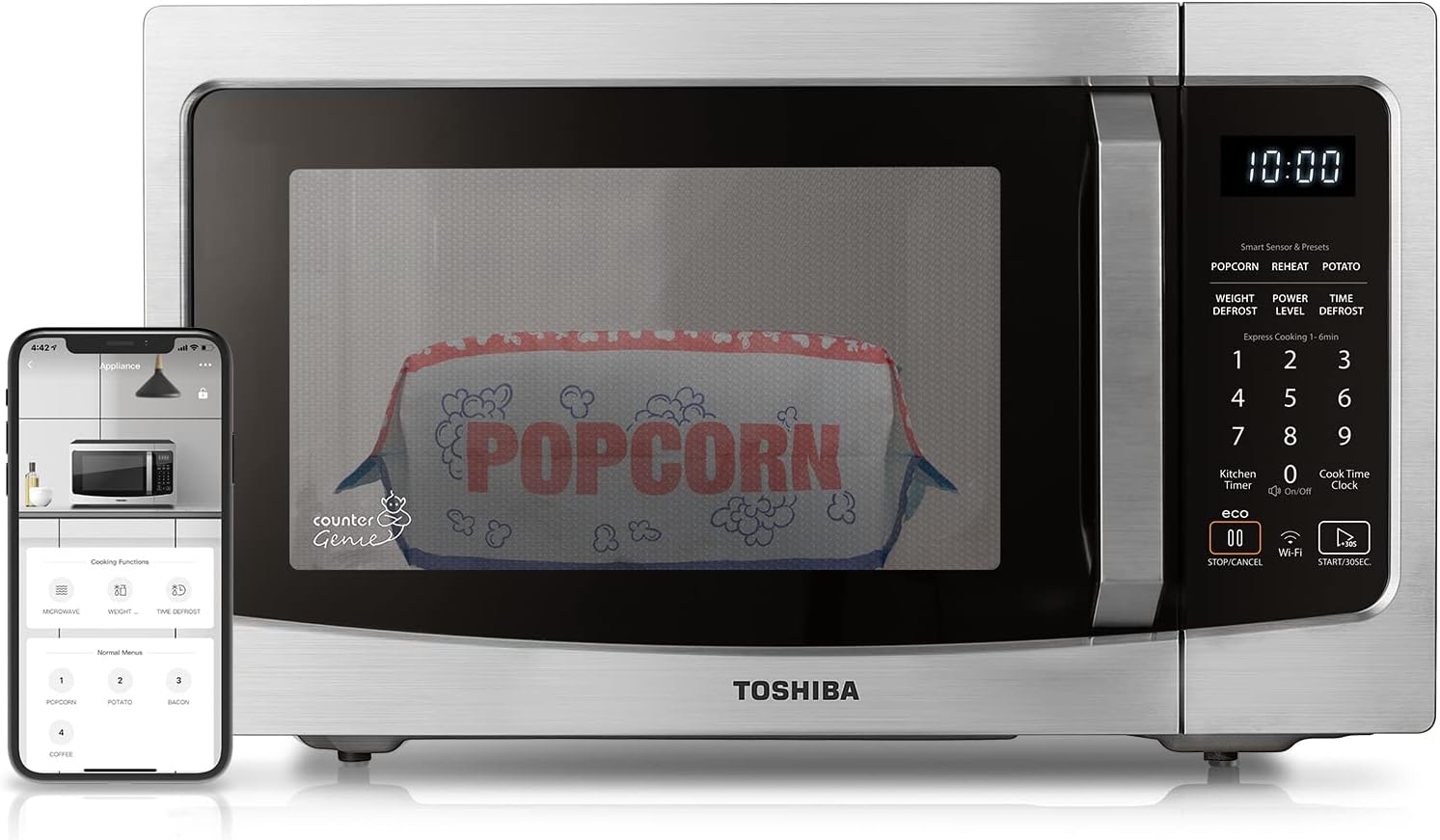 58e95a2465107ef4559d38d188bbafcaf3f2e3a237a2527d93c4ec9d51b0cf09 TOSHIBA 4-in-1 ML-EC42P(SS) Countertop Microwave Oven, Smart Sensor, Convection, Air Fryer Combo, Mute Function, Position Memory 13.6¡ä¡ä Turntable, 1.5 Cu Ft, 1000W, Silver(Air Fry-1.5 Cu. Ft.-Silver)
