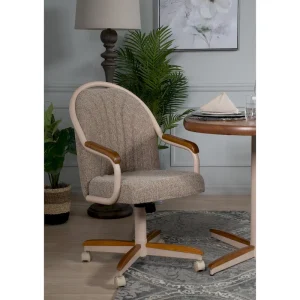 Casual Dining Cushion Swivel-and-Tilt Rolling Caster Chair(Oatmeal)