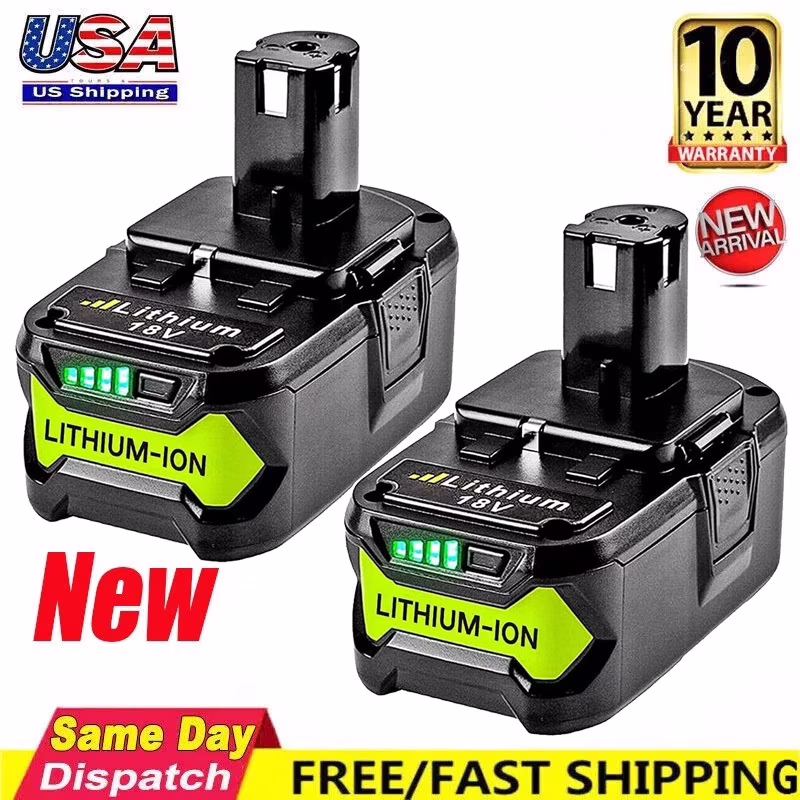 2Pack 8.0Ah 18 Volt Replacement for Ryobi 18V Battery ONE  Plus Li-ion P108 P102 P103 P104 P105 P107 P109 P122 PBP005 PBP004 PBP003 PBP002 RB18L50 BPL1820 Cordless Power Tools with LED Indicator