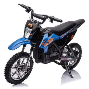 36V Kids Electric Dirt Bike, 36V, 350W, 15.5MPH, LED, 175lbs Max ¨C Blue