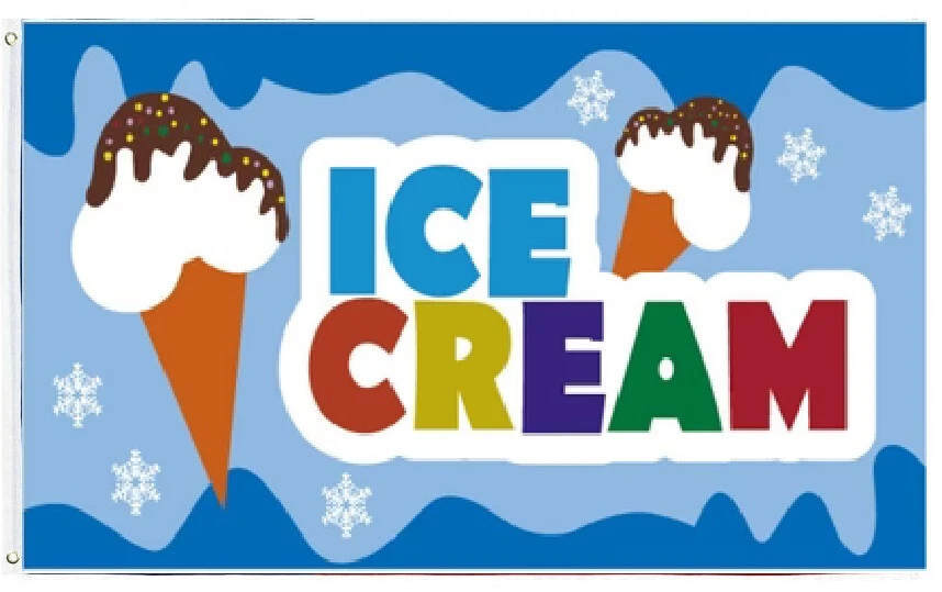 598cc929f1e65b0f99ff6a36701d7bf8285a6aa354b3d8869d710fb59d0e33db 3X5 Ice Cream Flag Banner 100D W/ Grommets R1