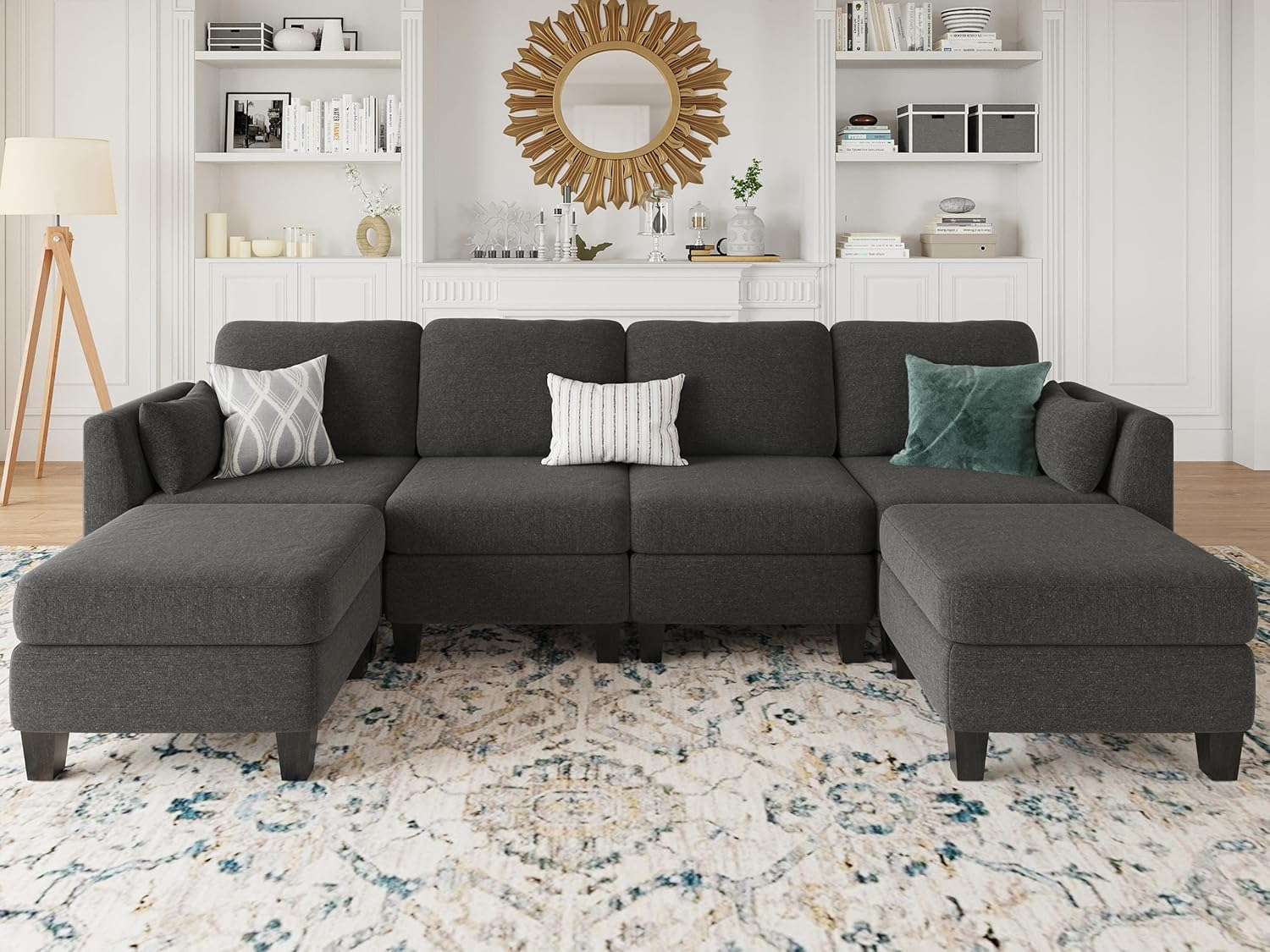 5b742a99bdcb9ee211823fdcca0ec9c927f17690553722b1ea00d01ee8397793 Modular Sectional Sofa, Convertible U Shaped Sofa Couch with High Density Memory Foam, 6 Seat Comfy Modular Sofa Couch for Living Room, Modern U Shaped Sectional Sofa, Dimgrey(Dimgrey)