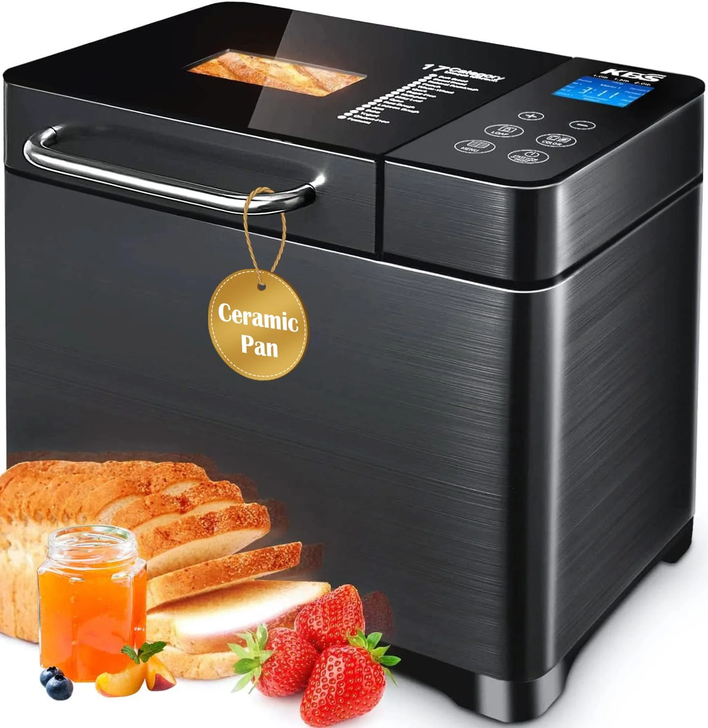 5b75a6f11f0eedcc6f489a0750494bc54082a5a1b37a5b28dc8cc55b627a50d1 KBS 17-in-1 Stainless Steel Bread Machine with Dual Heaters(Default/ONESIZE)