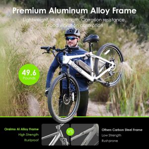 Adult Electric Bike, 350W BAFANG Motor (500W Peak), 4A 3H Fast Charging, 468Wh Li-Ion Battery, 21 Speed Gears, Air Saddle, 45 Miles 20 MPH 26