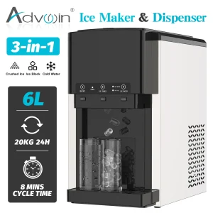 3-in-1 Ice Maker with Cold Water Dispenser(Black)