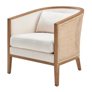 Tillman Linen Accent Arm Chair with Rattan(Natural)