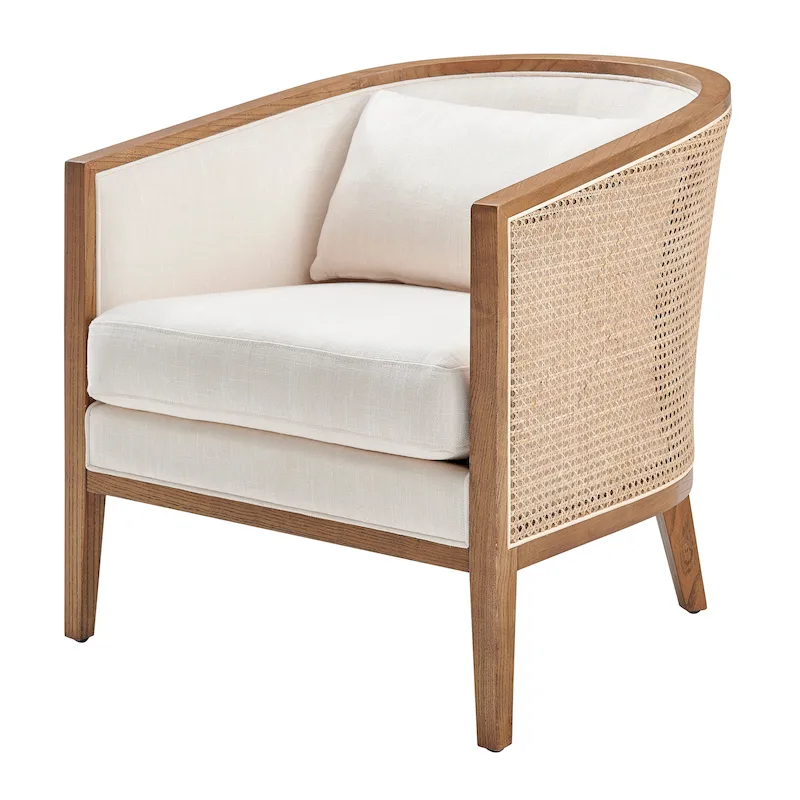 5cff6e98baf92df324c98f0cbc2764dc1e17f6056ba16324c8bc38d814ee8f3e Tillman Linen Accent Arm Chair with Rattan(Natural)