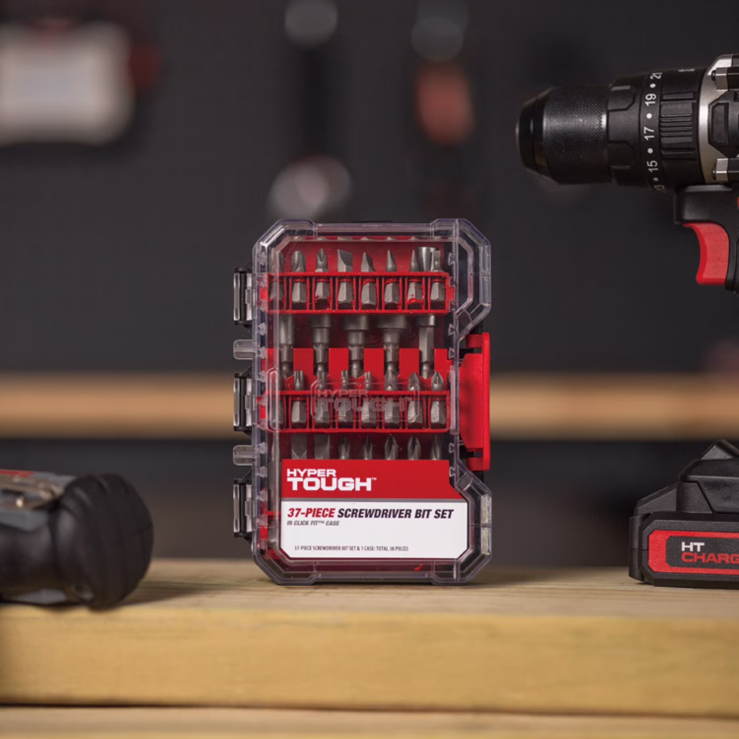 5d03f50ab8b96bc057a97fe9d298c8a2e92392a4f8bbb011d14378999997d270 Hyper Tough 37-Piece Screwdriver Bit Set in Click Fit Case
