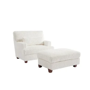 Oversized Chaise Longue Accent Chair with Ottoman(Dark Camel)