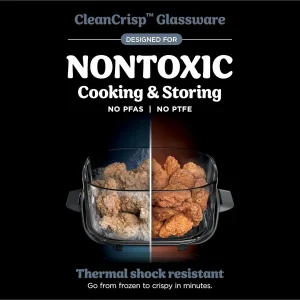 Ninja Crispi 4 in 1 Portable Glass Air Fryer Cooking System 4QT 6 Cup TempWare Glass Containers(Navy)