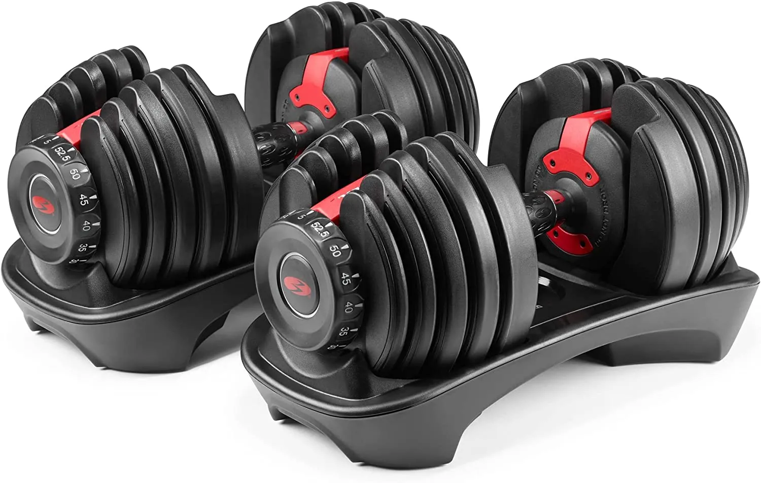 5dd89a96ca763e44189b466d572128ec1f4d96399b4e3c2a4420b8408a3c6208 Bowflex SelectTech 552 Adjustable Dumbbells Pair, 5-52.5 lbs, Space-Saving Home Gym Equipment