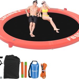 Inflatable Dock Floating Platform 8ft Inflatable Water Hammock Floating Deck for Lake W/Cupholder Round Floating Ring Float Ring Pool Float Raft Lounger Island Platform Pad(Coral Pink/ONESIZE)