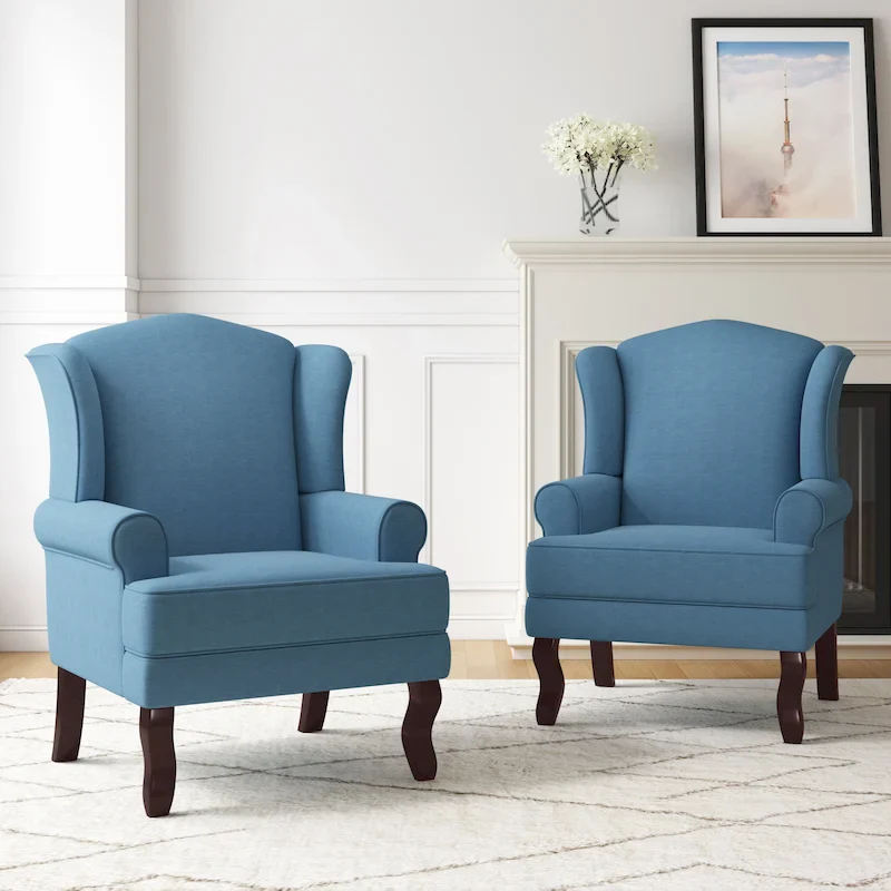5e66d03a998e0864765a7353ede9027c14e1b33386d4bb58ddc83d7833f1ee64 2 Set Traditional Wingback Accent Chairs Upholstered Armchair(Light Camel)