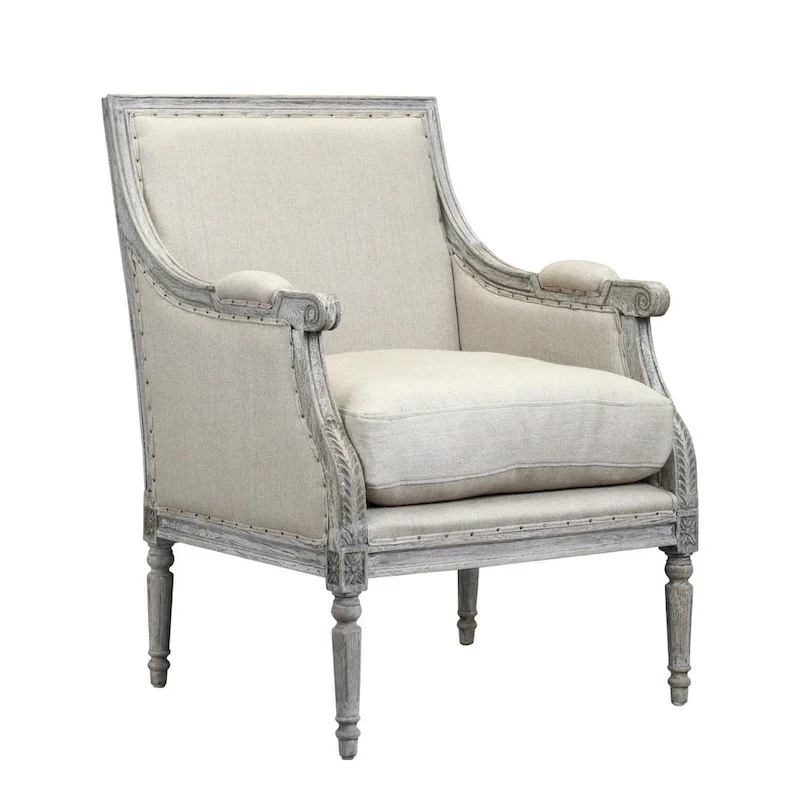 5eec6a148e7cbf6e6f6038c000a1d5205aa29c2e9c799ae29bf315980156c6f7 Burnham Home Designs Prentice Collection Off White Wood Arm Chair(Grey)