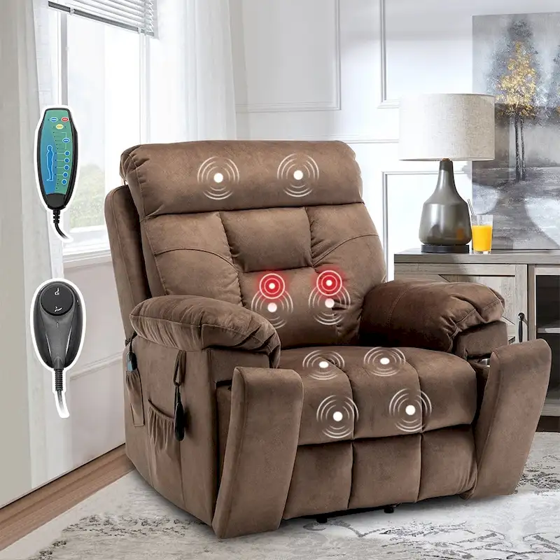5f6ba203f0c8518eaae504032ce1e12f4842fa83ea370f48c1e98f144347a586 Large Electric Massage Lift Recliner with Heat, Hidden Cup Holder(Lightbrown)