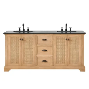 Hervas Bath Vanity with Natural Marble Top without Mirror(72in./Carrara Marble Top)