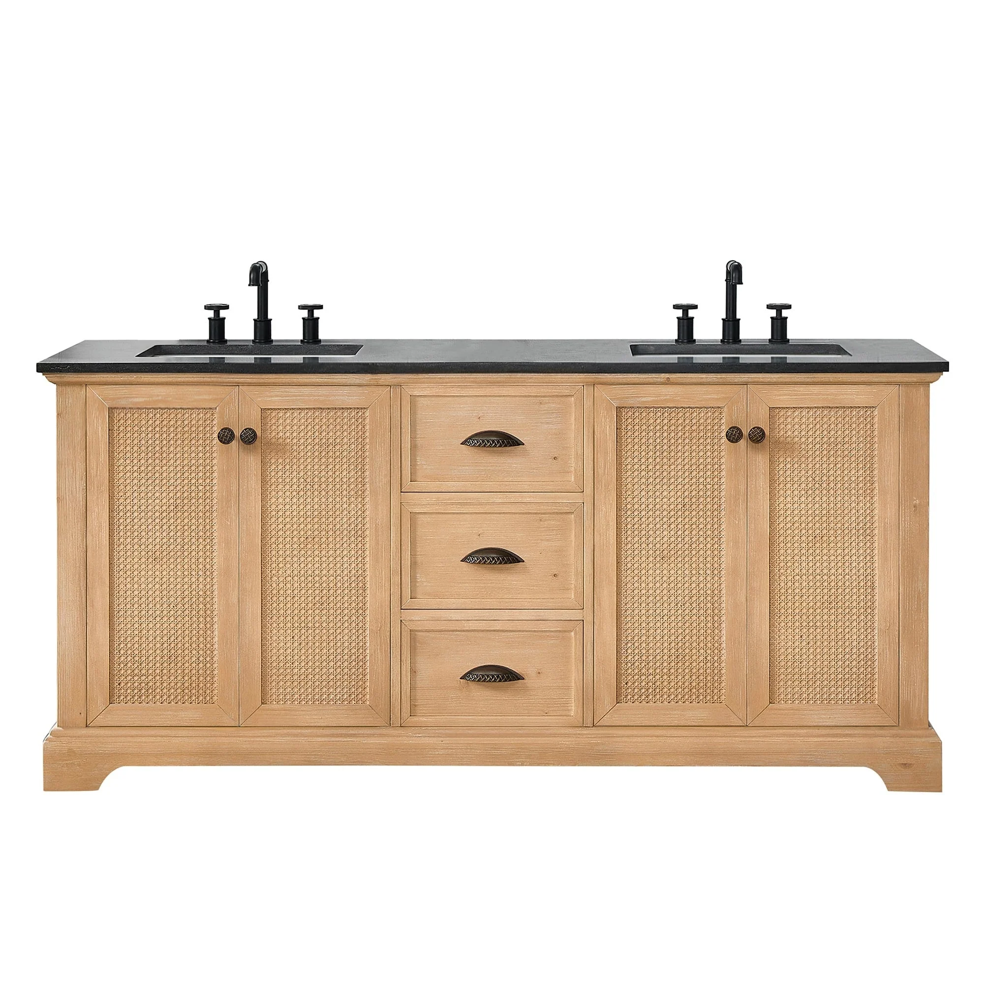 5f97c88e849cc2f6055e6ba6ed8473f848fa405c3f5feac4169e7388b7a1b5e7 Hervas Bath Vanity with Natural Marble Top without Mirror(72in./Carrara Marble Top)