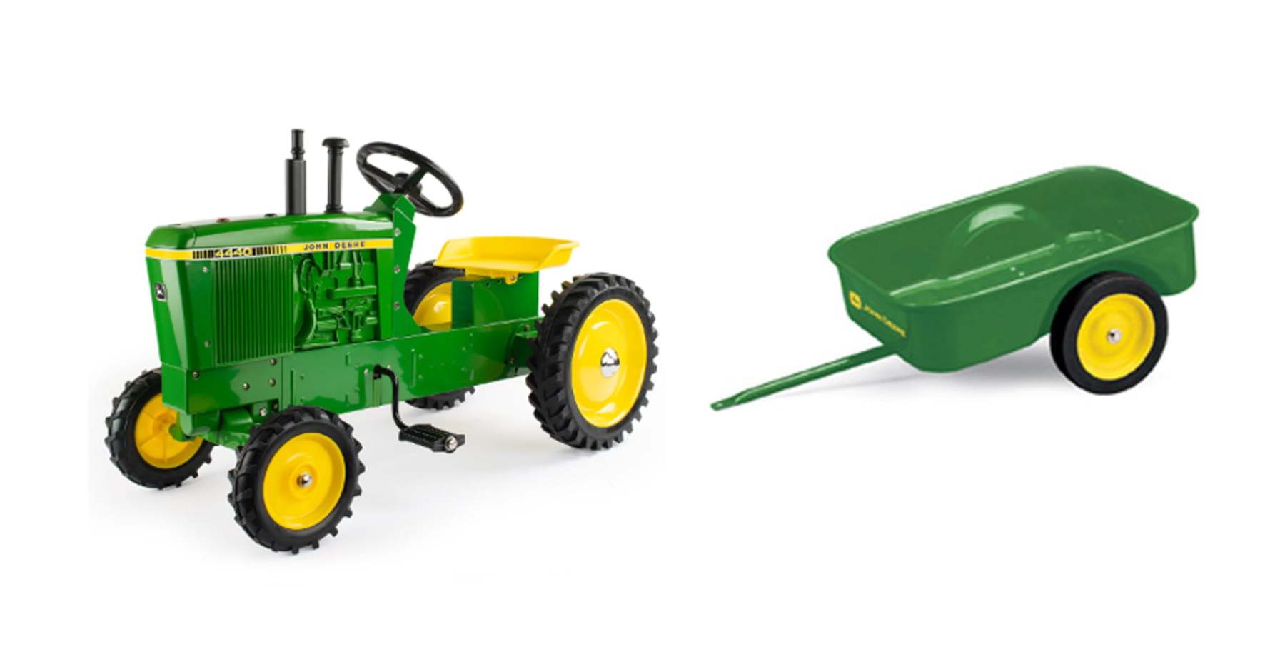 5fa339e408bd983a79751b55649f595cb1e8de565e3d35fad8d392d042ad9545 John Deere 4440 Pedal Tractor Steel Trailer, Adjustable Seat, Durable Build
