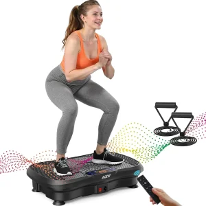 AXV Vibration Plate Fitness Platform Trainer Suitable for men and women to lose weight(SLIM-BLACK)