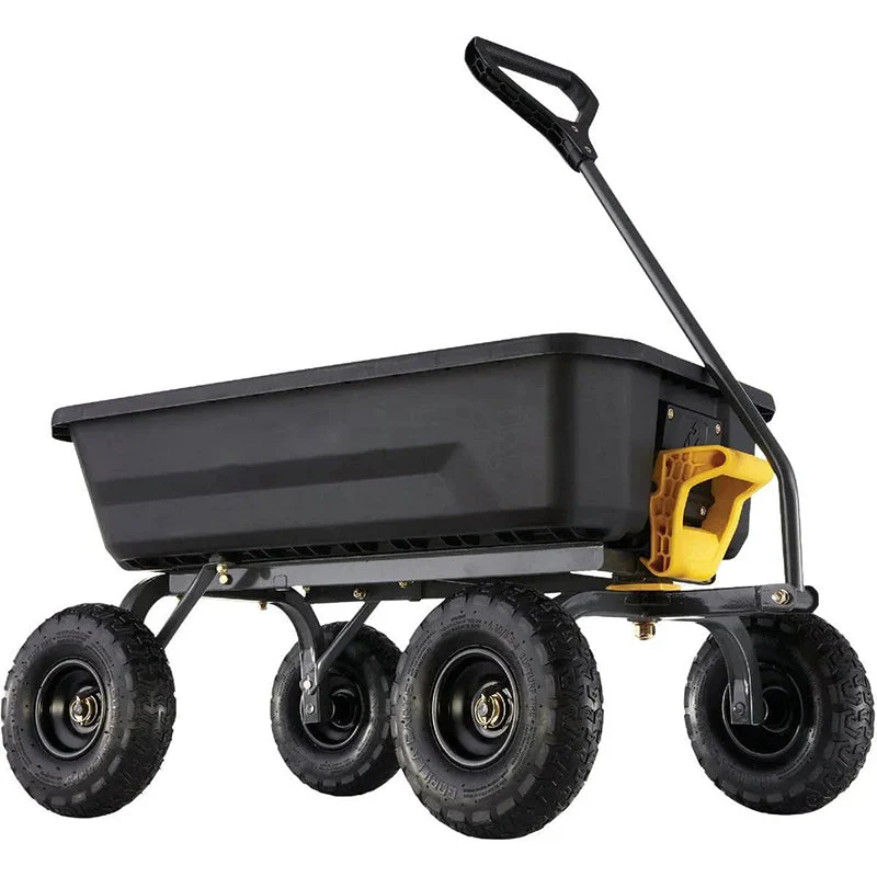 6241308a3c730a9f29e9d526229def4f6adaad244ee5e2afa5eef9dc835aa826 4GCG-NF 4 Cu. ft. Poly Garden Dump Cart with No-Flat Tires, Black ( Exclusive)